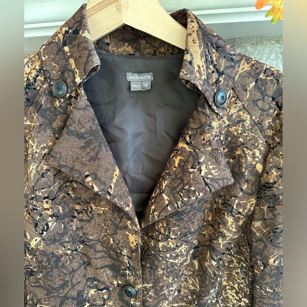 Anthracite Ladies Blazer Tweed Paisley Textured Camouflage Size 12 Women - Picture 3 of 14